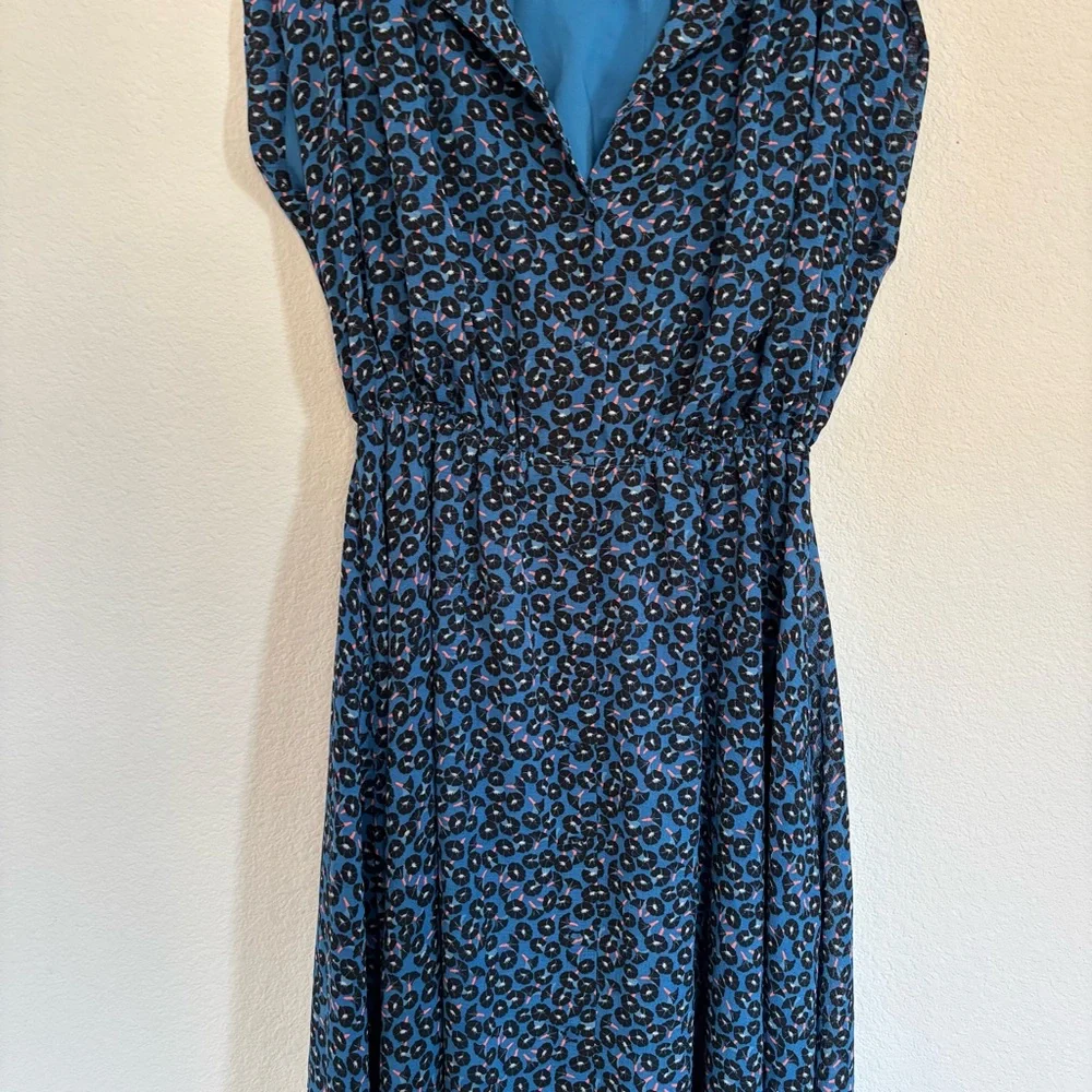 Ann Taylor Blue Morning Glory Button Down Midi Shirtdress - Picture 5 of 10